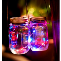 Lampa solara led tip borcan, lumina multicolor/calda.