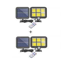 Set 2 lampi solare cu panou solar, 6 COB , putere 250 W,  cu senzor de miscare, suport si telecomanda