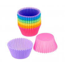 Set 12 forme de copt pentru briose, Reutilizabile, Silicon, 7 cm, multicolor