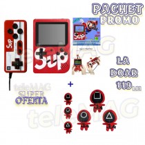 Paxhet Promo : Consola retro, 2 Jucatori SUP, Retro Game + Set 3 figurine din plus Squid Game