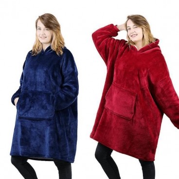 Patura cu Maneci Stil Hanorac cu Gluga si Buzunar Huggle Hoodie