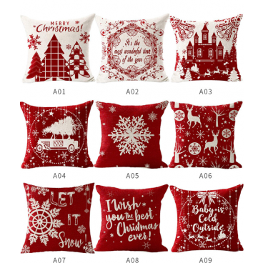 Set 2 Perne decorative Craciun, fulgi de nea, 45x45 cm Rosu cu Alb