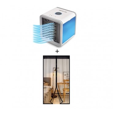 Aparat de aer conditionat cu conexiune USB, cu lumina LED de ambient + Perdea magnetica antiinsecte Magic Mesh