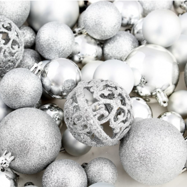 Set globuri de Craciun, 100 piese, Argintiu