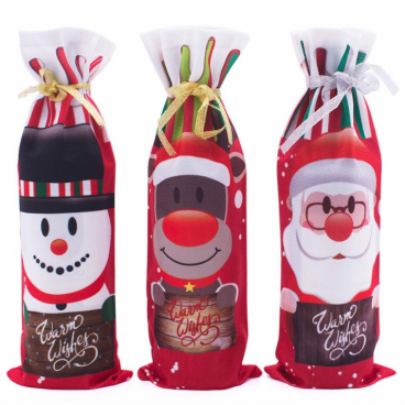 Set 3 huse de craciun pentru sticla de vin