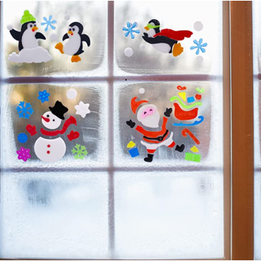 Set 3 Decoratiuni gel pentru geam Craciun - XXL 