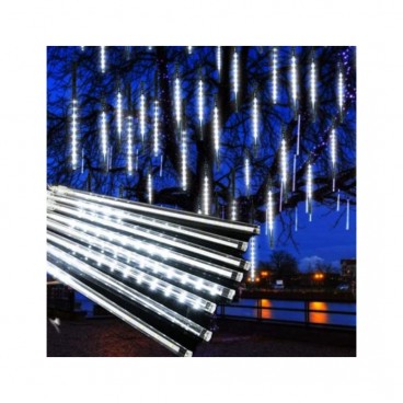 Instalatie tub luminos tip ploaie meteoriti, 30cm, diverse culori, 8 tuburi