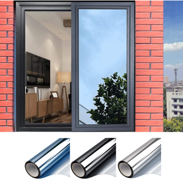 Folie reflexiva pentru geamuri interioare, cu efect de oglinda, protectie solara UV, 60x300 cm, teleMAG