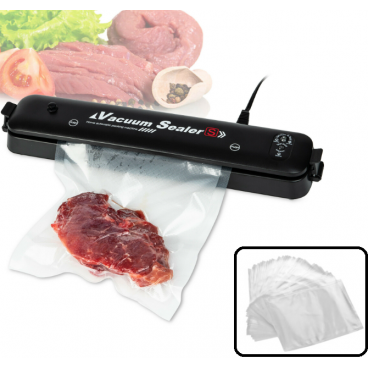 Aparat de vidat alimente, automat, negru, 90w + 30 pungi pentru vidat 