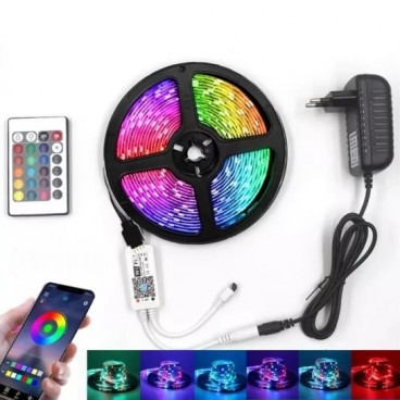 Kit banda led RGB ,exterior ip65/interior, control din telecomanda, lumina multicolora, bluetooth