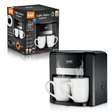 Aparat de Cafea RAF 650W cu 2 Cani ceramice si Lingura de masurare Incluse, 420ml