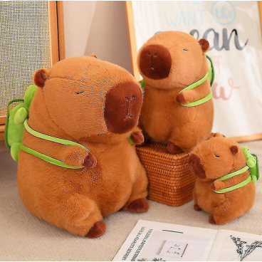  Jucarie de plus, Capybara cu rucsac testoasa, Maro, 30 / 45 CM