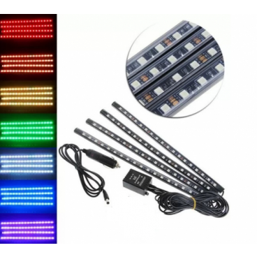Lumina Ambientala auto Kit interior decorativ, 4 benzi autoadezive, LED RGB cu telecomanda