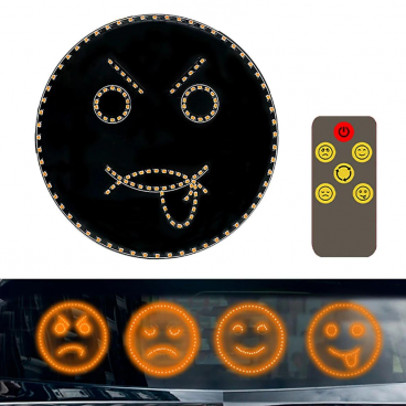 Semn LED Auto cu Telecomanda Model Fata, 4 Moduri Vesel, Trist, Infuriat si Limba Scoasa