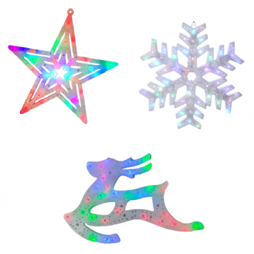 2 + 1 GRATIS - Decoratiune Craciun, ornament pentru geam cu luminite multicolore