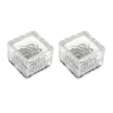 Set 2 lampi solare de exterior, tip cub de gheata, pentru gradina, alee, scari, senzor de lumina, waterproof, lumina calda