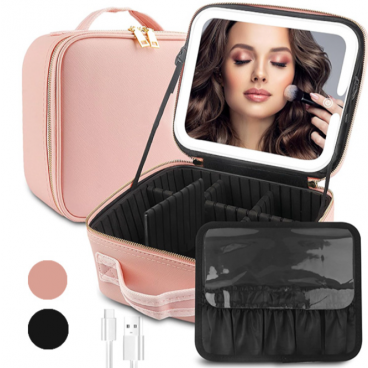Geanta pentru Cosmetice, Design Elegant, Oglinda Incorporata, Lumina LED in 3 Culori