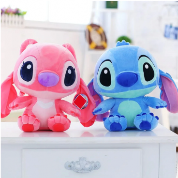 1 + 1 PROMO - Jucarie de Plus - Stitch si Angel, Personajele Din Lilo Si Stitch, Albastru/Roz, 35 cm