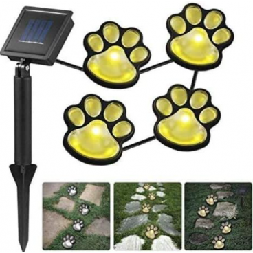 Set 4 Lampi Solare Led tip amprenta labuta de caine cu infigere in gazon