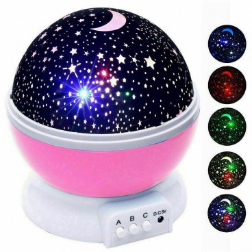 Lampa de Veghe cu Proiector Rotativ cu Stele si Luna 