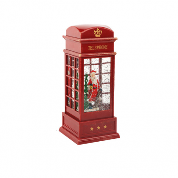 Lumânare ornamentală sub formă de felinar cu candele, tip cabina telefonica, rosu