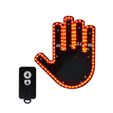Semn LED Auto cu Telecomanda, Design Mana, 2 Moduri Salut si Deget Mijlociu, Efect Vizual Stralucitor
