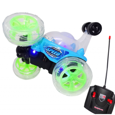 Masina Albastra cu rotatie 360 de grade, Acumulator si Telecomanda, Lumini si Sunete