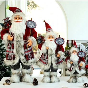 Decoratiune Craciun, Mos Craciun "Merry Christmas" , 60 CM , Rosu Si Gri