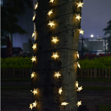 Instalatie de pom cu incarcare solara led, 20 de stelute,Alb Cald/Multicolor