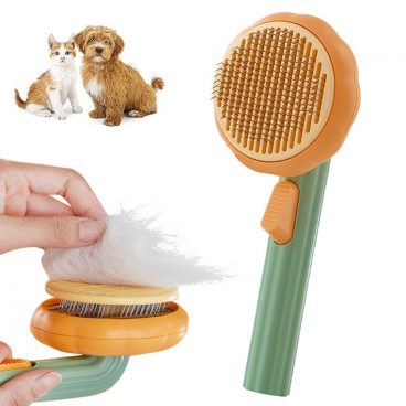 Perie pentru parul animalelor de companie, cu buton, pentru o curatare usoara