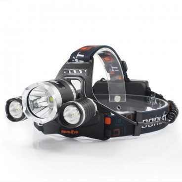 Lanternă frontală de cap cu 3 LED-uri Cree XML T6, 5000 lumeni