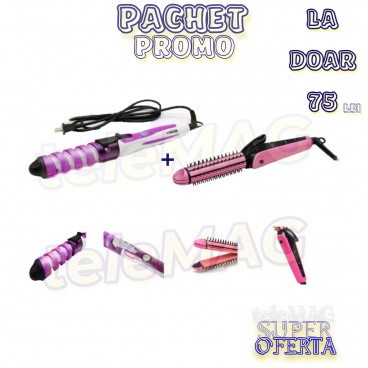 Pachet Promo: Ondulator de par Nova + Perie electrica 3 in 1 nova
