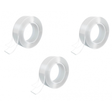 Set 3 benzi dublu adezive puternice, nanotape , 3 metri lungime cu 2.5 cm latime