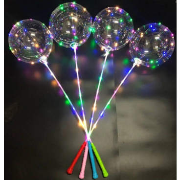Balon luminos, 50 LED-uri multicolore, 3 moduri iluminare, suport tip bat