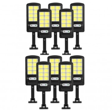 Set 10 Lampi solare stradale, cu senzor de miscare, putere 90 W, panou solar incorporat, cu functii multiple de setare a intensitatii luminoase si timpului de functionare teleMAG