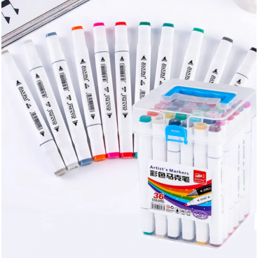 Set 36 markere pentru colorat cu 2 capete, Art Marker, Varf dublu, Cutie de transport