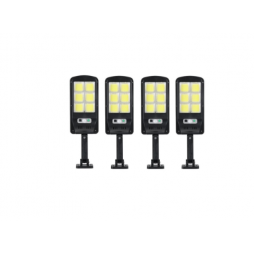 Set 4 lampi solare,150 LED, 6 COB, 90W, cu senzor de miscare, suport prindere inclus si telecomanda