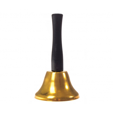 Clopotel auriu din metal, cu maner din lemn, 12cm