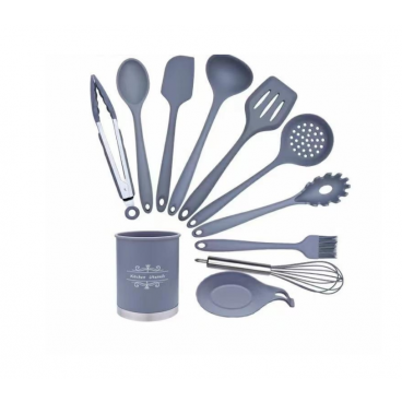 Set 11 Ustensile de Bucatarie din Silicon, Antiaderente, Gri
