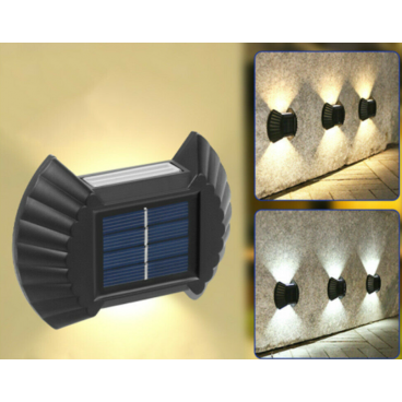 Set 4 lampi solare de perete cu lumina bidirectionala, 2 Led