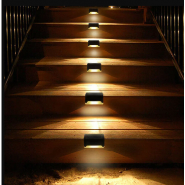 Set 4 lampi solare pentru trepte, culoare negru teleMAG