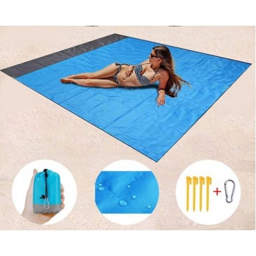 1 + 1 GRATIS - Covor plaja si picnic cu sac de transport, rogojina care indeparteaza nisipul, 200x150 cm, teleMAG