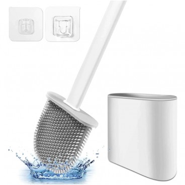 Perie pentru WC din silicon cu suport autoadeziv si cap flexibil teleMAG