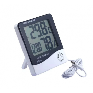 Termometru si Higrometru de Camera HTC-2, Temperatura, Umiditate, Ceas, Alarma, Valori Minime/Maxime, Senzor Exterior, Profesional, Alb