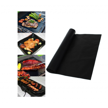 Set 2 Folii antiaderente din teflon pentru gratar, BBQ Grill Matt, negru