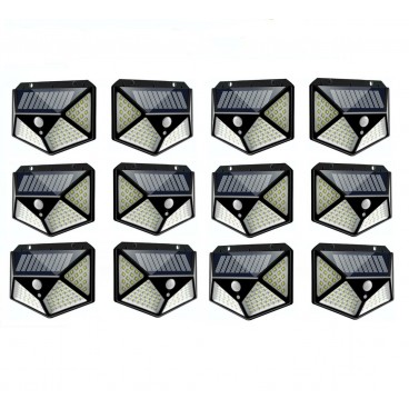 Set 12 Lampi solare 100 LED, cu senzor de miscare teleMAG