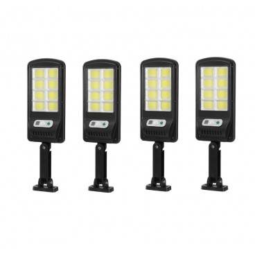 Set 4 Lampi solare stradale, cu senzor de miscare, putere 90 W, panou solar incorporat, cu functii multiple de setare a intensitatii luminoase si timpului de functionare teleMAG
