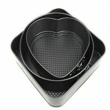 Set de 3 forme pentru prăjituri- formă rotundă, pătrată și inimă