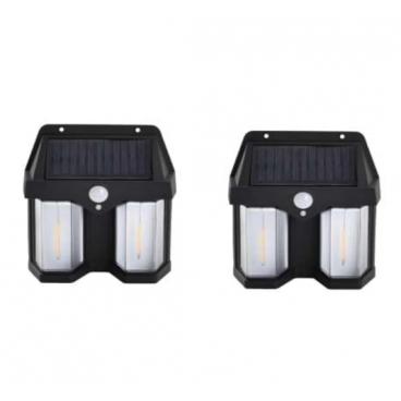 1 + 1 PROMO - Lampa solara bec de perete LED cu senzor de miscare