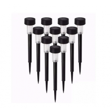 Set 10 Lampi Solare Pentru Gradina, tip tarus, IP 44, 32 cm, Plastic Negru